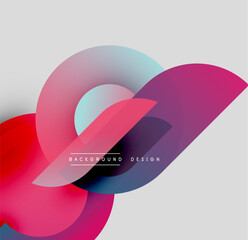 Poster - abstract colorful shapes overlap, creating dynamic visual effect. gradient hues blend smoothly, form
