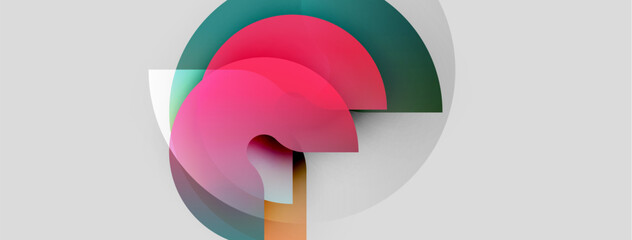 Poster - abstract composition featuring overlapping colorful arcs, circles. soft gradients create dynamic vis