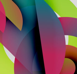 Poster - abstract composition. overlapping shapes create dynamic visual experience. colors blend, forming gra