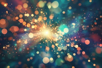 Poster - Colorful bokeh lights creating a festive and magical atmosphere, perfect for celebrations and holidays