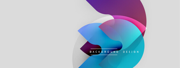 Poster - Abstract colorful shapes overlap, creating dynamic visual effect. Minimalist design with text element background design. Light gray backdrop.