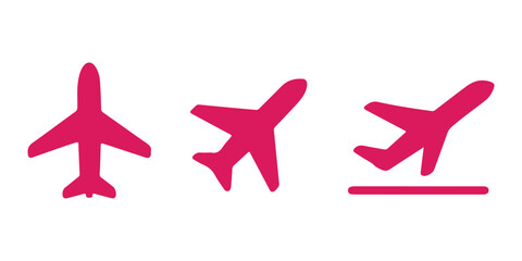 Poster - Plane icon set. Flight transport symbol. Airplane icon vector. Travel flat illustration. Travel symbol. Vector