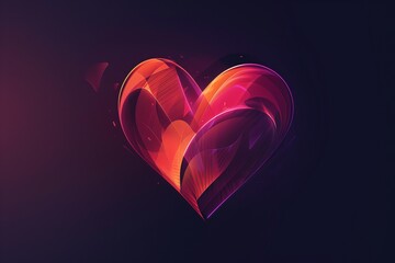 Poster - Abstract heart glowing with vibrant colors, symbolizing love, passion, and romance