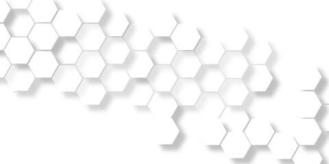 Poster - Hexagon concept design abstract technology background vector  grey hexagon white background wall pattern Abstract cube hexagon shape background. Abstract geometric pattern with crosses, stripes, lines
