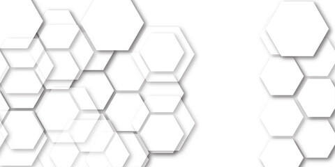 Poster - Hexagon concept design abstract technology background vector  grey hexagon white background wall pattern Abstract cube hexagon shape background. Abstract geometric pattern with crosses, stripes, lines