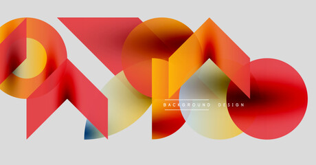 Poster - Abstract shapes overlap, creating vibrant color gradients. Modern design with warm tones dominates composition. Minimalist style.