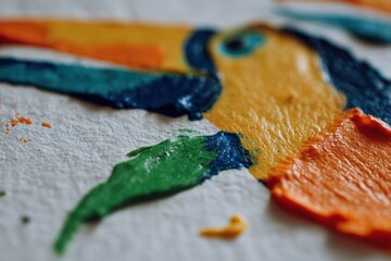 Poster - Colorful toucan art created with vibrant paint at an artist's studio in daylight