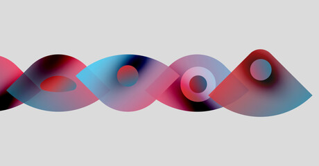 Poster - Abstract shapes overlap, creating vibrant color gradients. Smooth curves suggest movement, set against neutral background.