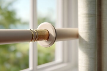 Poster - Modern curtain rod detail enhancing natural light in a cozy living space during daylight hours
