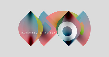 Poster - Abstract colorful shapes overlap, creating dynamic visual effect. Modern design elements suggest creativity, innovation. Background is light gray.
