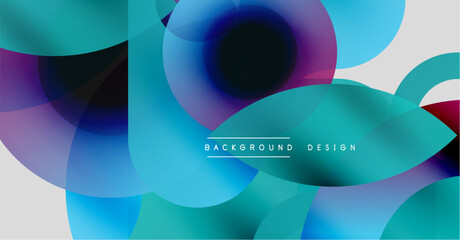 Poster - Abstract composition. Overlapping circles create vibrant, blurred gradients. Blue, purple, teal dominate design. Modern aesthetic.