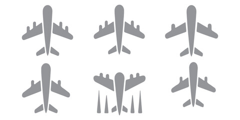 Poster - Plane icon set. Flight transport symbol. Airplane icon vector. Travel flat illustration. Travel symbol. Vector