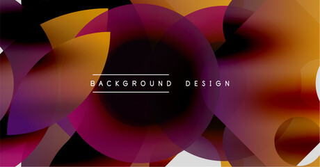 Poster - Abstract geometric shapes blend, creating vibrant color gradients. Dark background emphasizes dynamic composition, modern design elements.