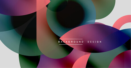 Poster - abstract colorful shapes overlap, creating dynamic visual effect. modern design with gradients, curv