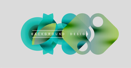 Poster - Abstract shapes overlap, creating vibrant teal, yellow gradients. Text reads background design centered within composition. Minimalist aesthetic.