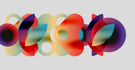 Poster - Abstract composition featuring overlapping colorful circles. Soft gradients create dynamic visual texture. Modern design element.