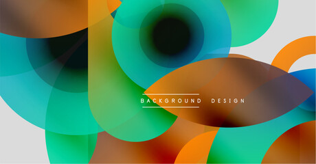 Poster - Abstract colorful shapes overlap, creating dynamic visual effect. Modern design elements blend seamlessly. Background features gradients, curves.