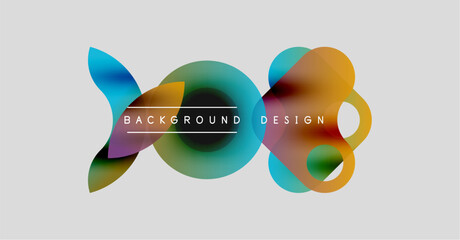 Poster - Abstract colorful shapes overlap, creating dynamic background design. Text background design centered within composition. Modern, vibrant aesthetic.