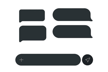 Aufkleber - Chat bubbles design template for messenger app. Vector illustration for messaging interface in dark mode. Speech bubbles, dialog box, text input field for communication.