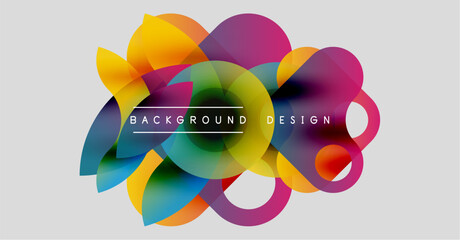 Poster - Abstract colorful shapes overlap, creating dynamic visual effect. Text reads background design centered within composition. Modern, vibrant.