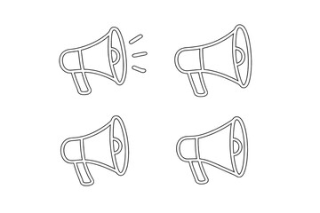 Poster - Megaphone line icon set. Loudspeaker symbol for social media marketing, advertising, and promotion. Business communication and announcement concept vector illustration.