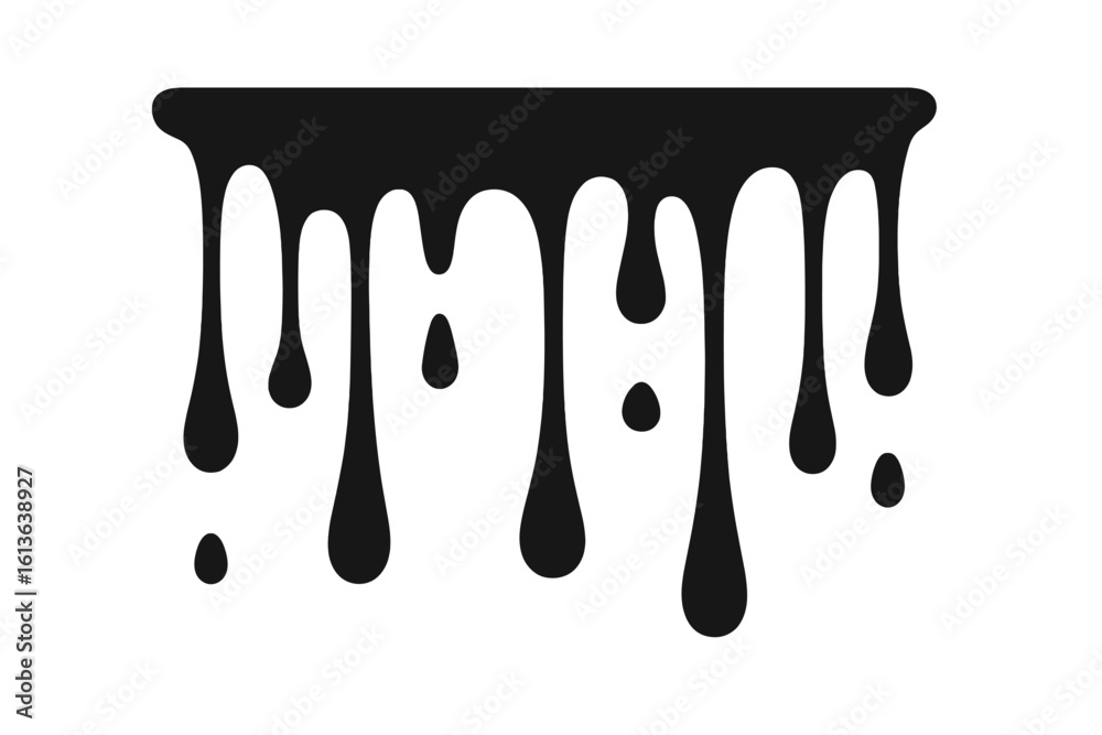 Black dripping paint vector illustration, liquid ink stains, melting ...