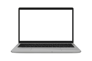 Poster - Modern laptop with blank screen. Realistic computer notebook isolated on white background. Vector mockup for presentation or portfolio. Device template with copy space for web design.