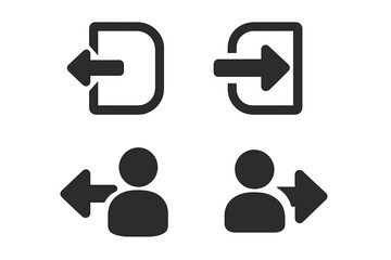 Fototapete - Login and logout vector icon set. Sign in and sign out symbols for website or mobile app. User interface button collection. Enter, exit, and access account graphic.