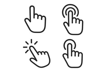 Fototapete - Hand pointer clicking finger vector icon set. Touch screen gesture symbol collection. Click, tap, and press button for website or mobile app UI UX interface design.