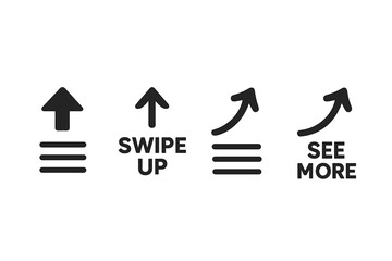 Fototapete - Swipe up icon set for social media stories. Call to action button with arrow up. See more, scroll up for advertising, marketing or blogging. UI UX design element for web.