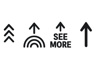 Fototapete - Swipe up icon set for social media stories. See more button and arrow up for marketing and blogger content. Vector illustration for app UI, scroll and navigation design.