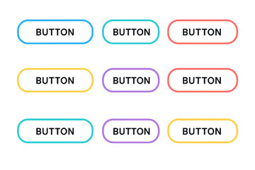 Fototapete - Colorful web button set for UI and UX design. Collection of modern flat outline style buttons for website and mobile app interface. Vector call to action elements.