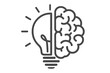 © Elisabeth - Creative idea icon with light bulb and brain. Symbol of creativity, innovation, solution, learning and education. Metaphor for brainstorming, knowledge, and thinking process.