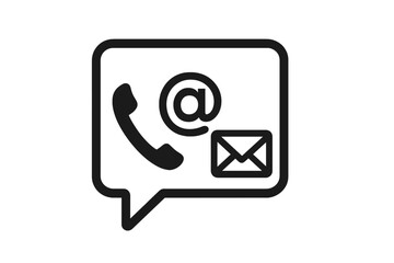 Poster - Contact us icons. Phone call, email address, message. Communication sign for web page. Customer service & support information concept. Vector line illustration isolated.