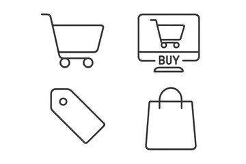 Aufkleber - e-commerce shopping icon set. web icons in thin line style. includes shopping cart, computer buy but