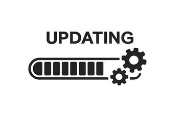 Poster - System update process icon with loading bar and gears. Software upgrade, installation, and maintenance concept. Download status indicator vector illustration on white background.