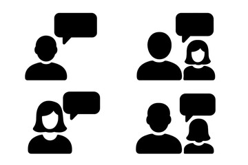 Aufkleber - people with speech bubbles icon set. user avatar collection. man and woman talking. communication, d