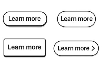 Aufkleber - Learn more web buttons set. Vector illustration of a collection of call to action buttons for website and app UI UX design. Modern simple black and white icon pack.