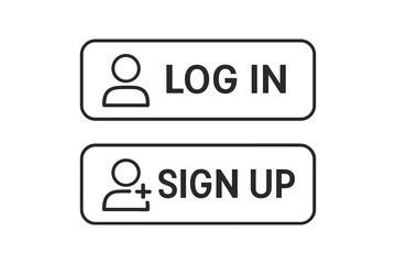 Aufkleber - Log in and sign up line buttons vector icon set. User interface elements for web and mobile app. Simple outline design for member access, account registration, join now.