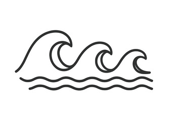 Aufkleber - Sea waves vector line icon. Ocean water surf symbol. Simple marine aqua logo concept. Minimalist nature flow illustration. Linear ripple graphic element on isolated background.