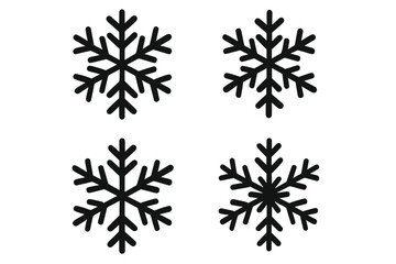Poster - set of 4 black snowflake icons for winter design. christmas and new year holiday vector decoration e