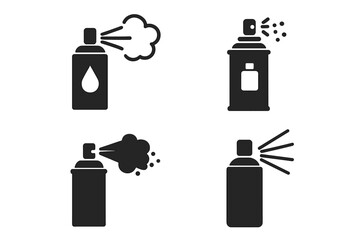 Poster - spray can icon set. aerosol bottle collection. vector symbols for graffiti paint, deodorant, hairspr