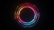 © 3d Backgrounds - Black deep void abstract background. Iridescent concentric circles with glowing neon lights. Color gradient ombre blend. Smooth transition. Bright shimmer glow. Holographic noise blur
