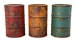 © Samoresh - Old rusty metal oil barrel set isolated on white or transparent background