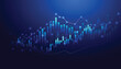 © HS 360 - business trading graph candlestick charts and technology economy markets chart up on blue background. market chart profit money vector illustration digital fantastic.