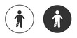 © Gopal - Man with broken leg icon in solid black flat shape glyph icons.