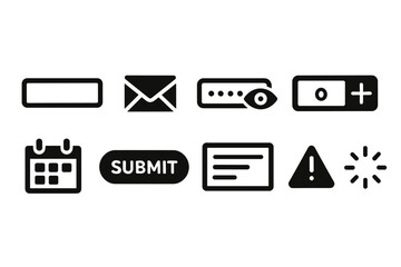 Set of monochrome UI icons for modern web and app interface