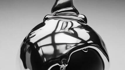 Liquid Chrome Flowing Over Black Object: Abstract Metallic Motion and Reflections
