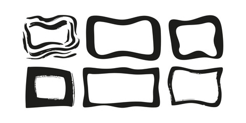 Poster - Abstract Hand-Drawn Frame Set. Creative Border Design Collection. Isolated Vector Illustration