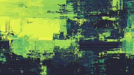 Poster - Abstract glitch vector background with green and dark textures  